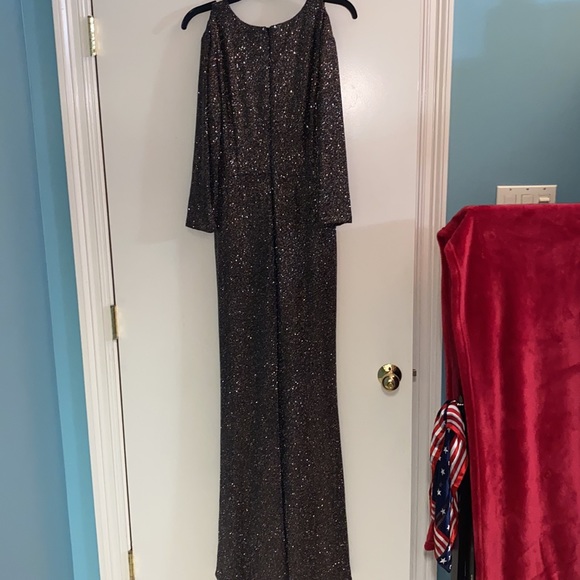 NWOT Calvin Klein Cut Out Sparkle Shimmer Evening Gown Quarter Sleeve Dress 8 - Picture 16 of 17